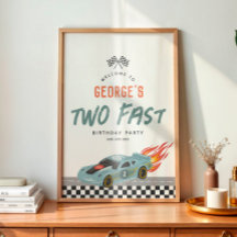Boys Cute Two Fast 2nd Birthday Hot Cars Welcome