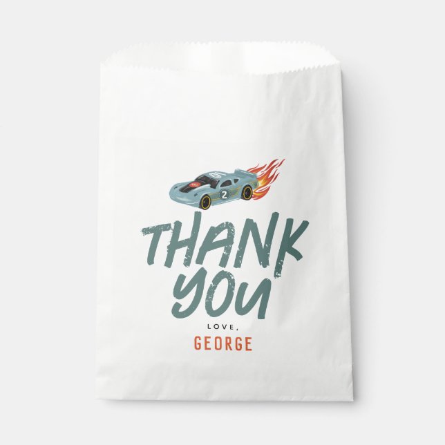 Boys Cute Two Fast Racing 2nd Birthday Favour Bags (Front)