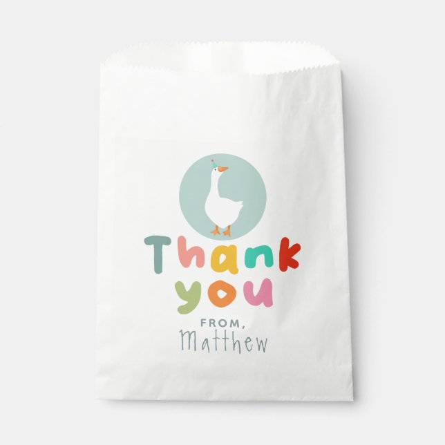 Boys Cute Two Silly Goose Blue Farm 2nd Birthday Favour Bags (Front)