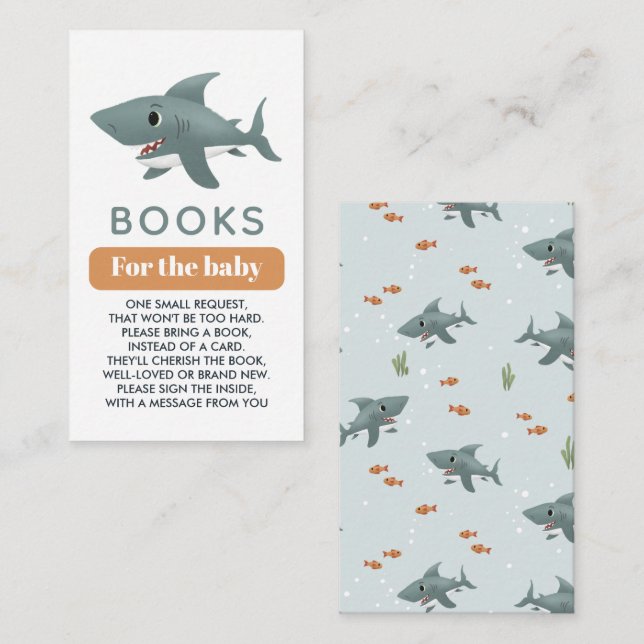 Boys Cute Under the Sea Shark Books For Baby Enclosure Card (Front/Back)