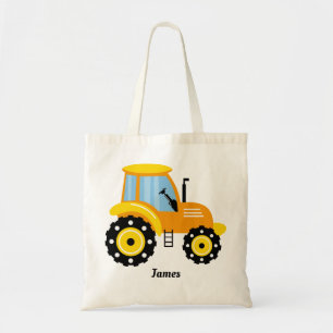Boys Cute Yellow Tractor  Tote Bag