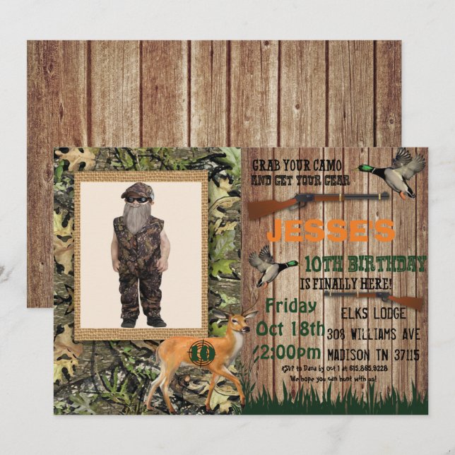 Boys Deer Hunting Birthday Invitation (Front/Back)