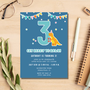 Boys Dinosaur 3rd Birthday Party Invitation