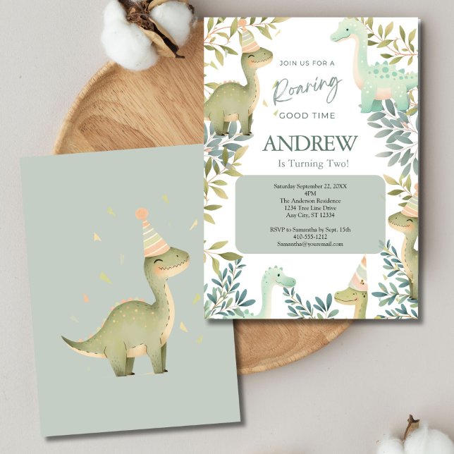 Boys Dinosaur Birthday Party 1st 2nd 3rd 4th Invitation (Dinosaur Boys Birthday Invitation. 1st, 2nd, 3rd, 4th Birthday.)