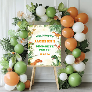 Boys Dinosaur Birthday Party Welcome Poster