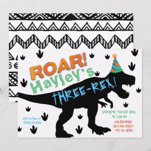 Boys Dinosaur Party Hat Birthday Invitation