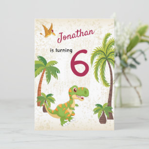 Boys Dinosaur T-Rex Jungle Birthday Invitation