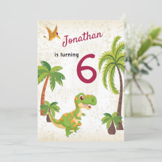 Boys Dinosaur T-Rex Jungle Birthday Invitation