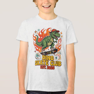 Boys Dinosaur T-Shirt - Dino Skate Club Funny T-Re Tri-Blend Shirt