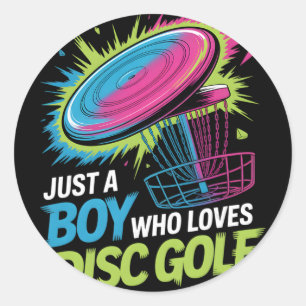 Boys Disc Golf _1 Classic Round Sticker