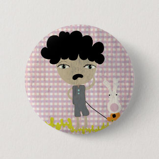 Boys dont cry bunny grungy poor gingham distressed 6 cm round badge