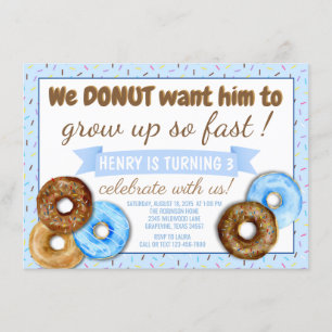 Boys Doughnut Birthday Party Invitation