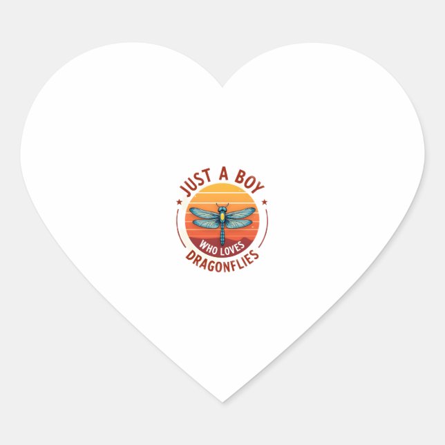 Boys Dragonfly (2) Heart Sticker (Front)