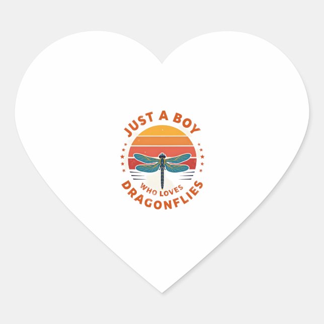 Boys Dragonfly Heart Sticker (Front)