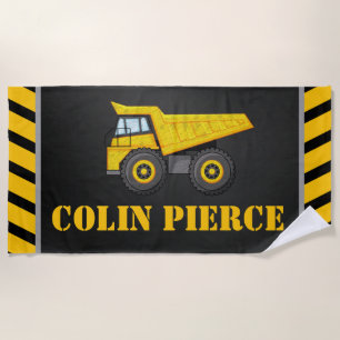 Boys Dump Truck Personalised Beach Towel