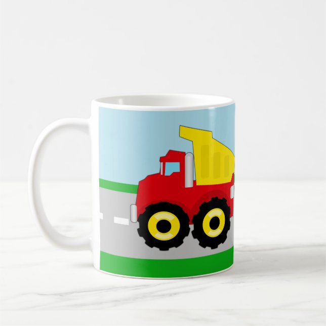 Boy's Dump Truck Personalised Name Mug (Left)