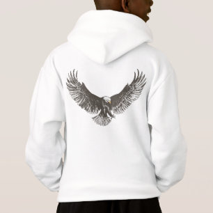 Boys eagle swoop line art kids hoodie