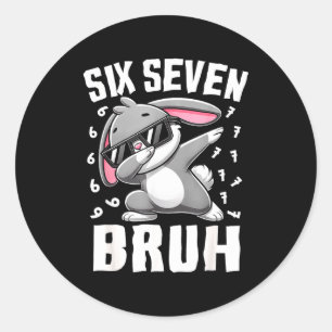 Boys easter day six seven bruh dabbing bunny 67 classic round sticker