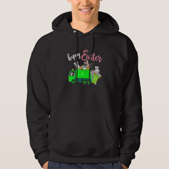 Boys Easter Eggs Bunnies Happy Easter Ridding Garb Hoodie (Front)