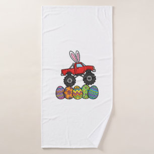 Boys Easter Monster Truck Happy Easter Day Eggs To Bath Towel