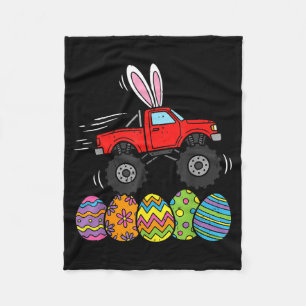 Boys Easter Monster Truck Happy Easter Day Eggs To Fleece Blanket