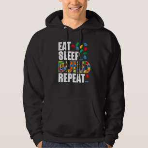 Boys Eat Sleep Build Repeat Funny Building Blocks Hoodie