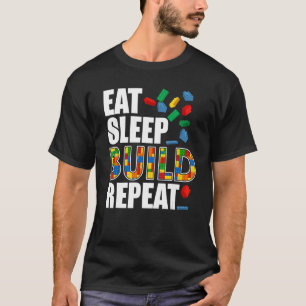 Boys Eat Sleep Build Repeat Funny Building Blocks T-Shirt