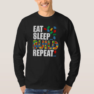 Boys Eat Sleep Build Repeat Funny Building Blocks T-Shirt