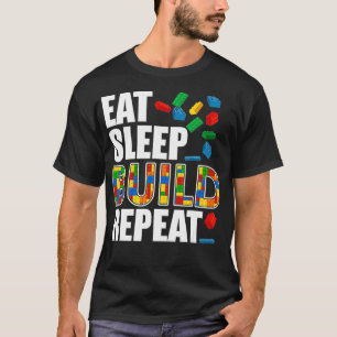 Boys Eat Sleep Build Repeat Funny Building Blocks  T-Shirt
