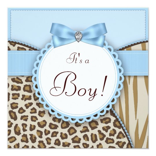 Boys Elegant Safari Baby Shower Card
