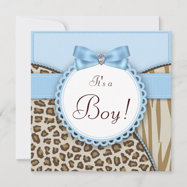Boys Elegant Safari Baby Shower Invitation (Front)