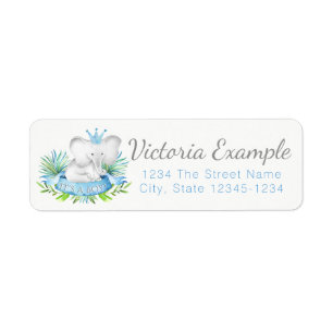 Boys Elephant Baby Shower Return Address Labels
