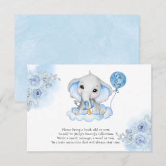 Boy's Elephant Watercolor Floral Baby Shower RSVP Card