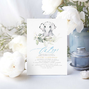 Boy's Elephant Watercolor Greenery Baby Shower