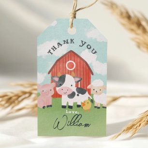 Boys Farm Animal Barnyard Birthday Favor Gift Tags