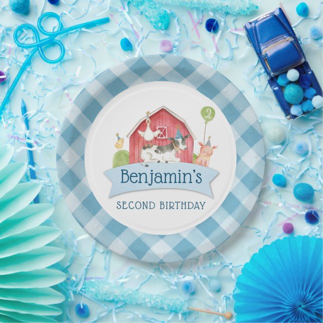 Boys FARM Animal Barnyard Birthday Party  Paper Plate (Party)