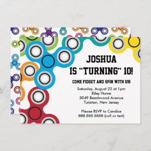 Boy's Fidget Spinner Birthday Party Invitation