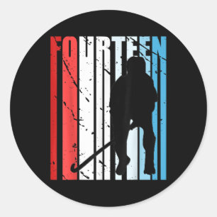 Boys Field Hockey 14th Birthday Player Motivationa Classic Round Sticker