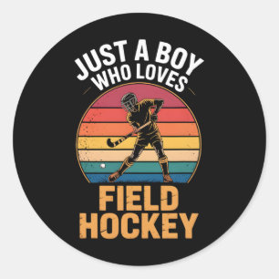 Boys Field Hockey _1 Classic Round Sticker