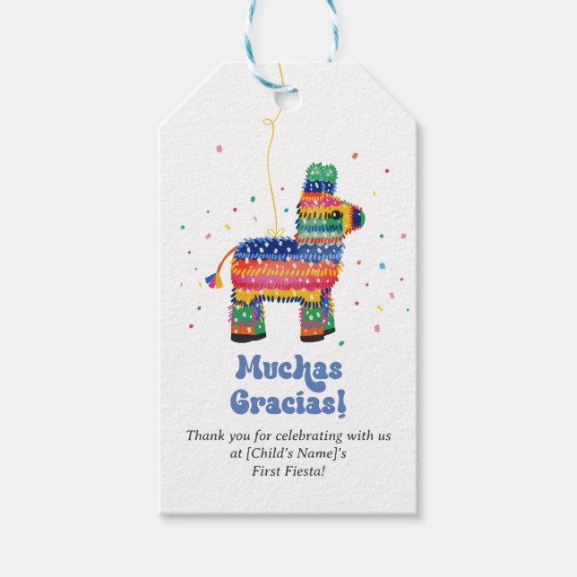 Boy's Fiesta Birthday Gift Tags (Front)