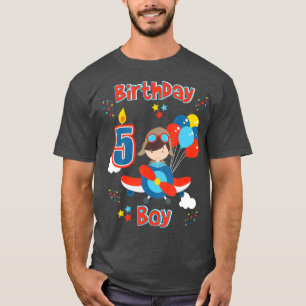 Boys Fifth Aeroplane Birthday  Five Year Old T-Shirt