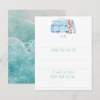 Boys Fill-In Surfboard Beach Birthday Thank You Card