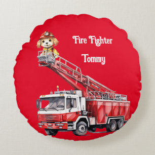 Boy's Fire Fighter Round Cushion
