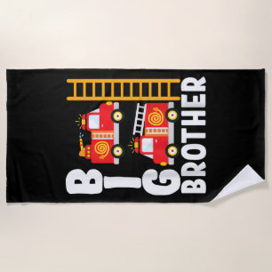 Boy's Fire Truck Fire Theme Big Brother Fire Engin Beach Towel