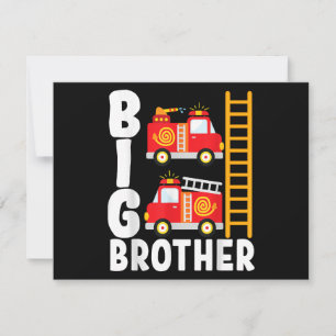 Boy's Fire Truck Fire Theme Big Brother Fire Engin Holiday Card