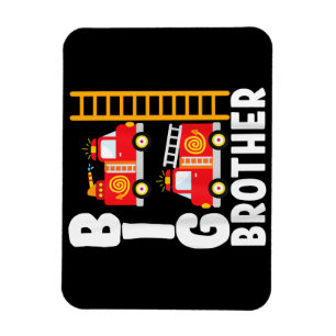 Boy's Fire Truck Fire Theme Big Brother Fire Engin Magnet