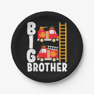 Boy's Fire Truck Fire Theme Big Brother Fire Engin Paper Plate