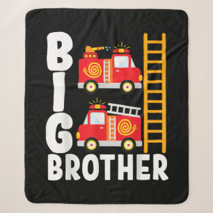 Boy's Fire Truck Fire Theme Big Brother Fire Engin Sherpa Blanket