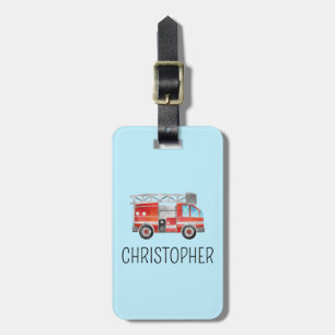 Boys Fire truck School Bag or Luggage Tag 