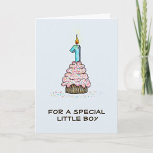 Boy's First Birthday Cupcake Card